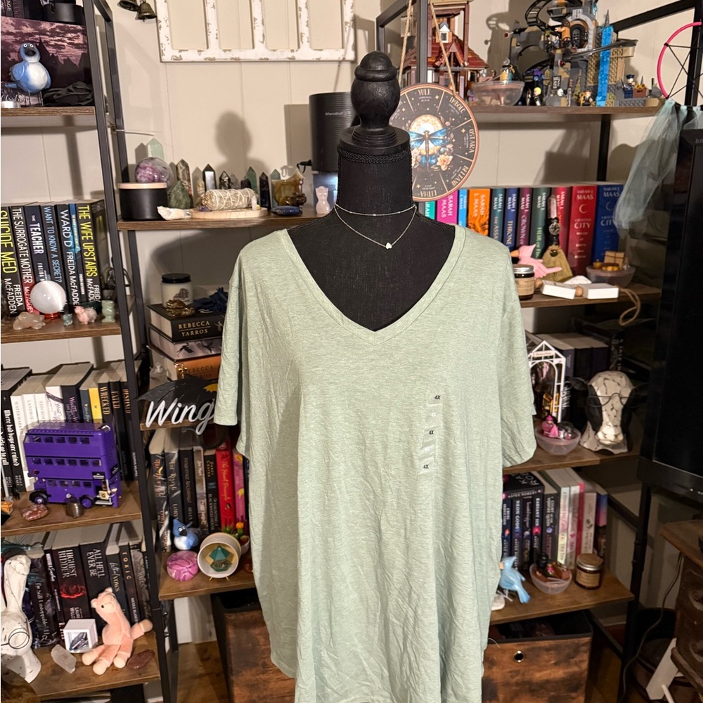 Light Green V-Neck T-Shirt